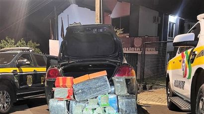 Ação conjunta PRF e PMRv apreende cerca de 100 quilos de drogas na BR-282 em Xaxim