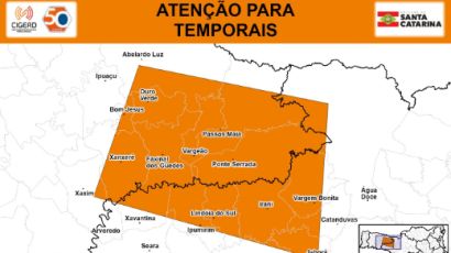 Defesa Civil alerta para o risco de temporais em municípios do Oeste