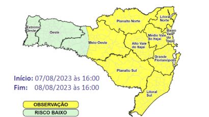 SC terá queda acentuada das temperaturas entre a segunda e terça-feira