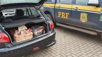 PRF flagra na BR-282 em Xanxerê homens transportando maconha no porta-mala de carro