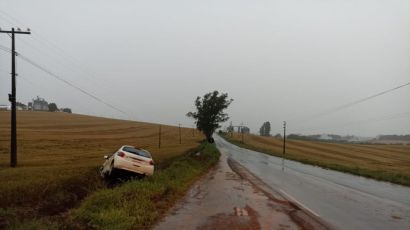 PMRv registra saída de pista na SC-480 em Bom Jesus