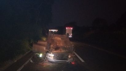 Acidente de trânsito na BR-282 mobiliza Corpo de Bombeiros e Samu em Ponte Serrada