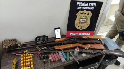 Polícia Civil e Polícia Militar de Ponte Serrada prendem suspeito de posse irregular de arma