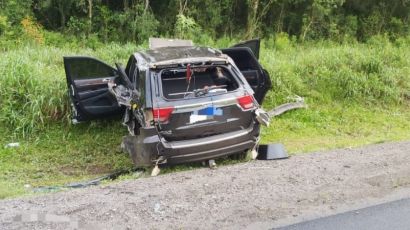 Mulher fica ferida em acidente na BR-282 em Ponte Serrada