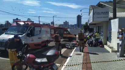 Colisão entre caminhão e moto deixa uma pessoa ferida em Xanxerê