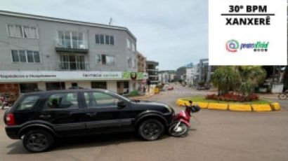 Acidente entre carro e moto é registrado no Centro de Xanxerê