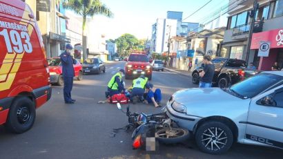 Acidente de trânsito é registrado no Centro de Xanxerê na manhã desta quinta-feira 